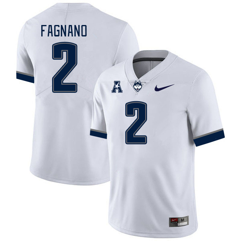 Men #2 Joe Fagnano Uconn Huskies College Football Jerseys Stitched-White